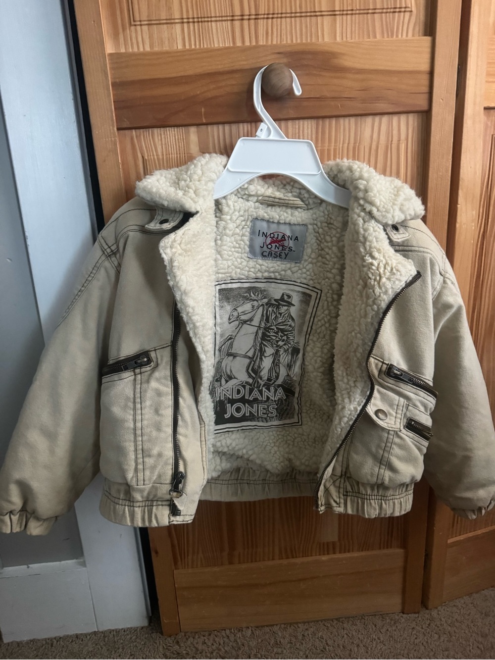 Vintage 1980’sIndiana Jones Kids Sherpa-Lined Puffer Jacket in Beige size small